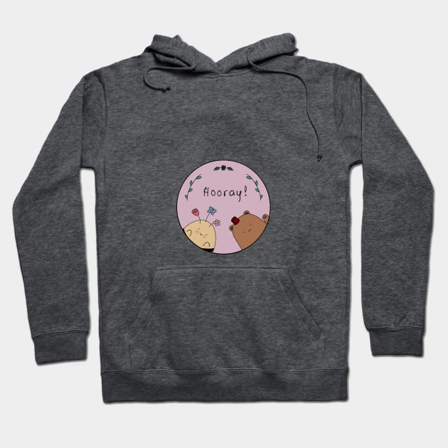 "Hooray" Bear and Bee design Hoodie by toffany's